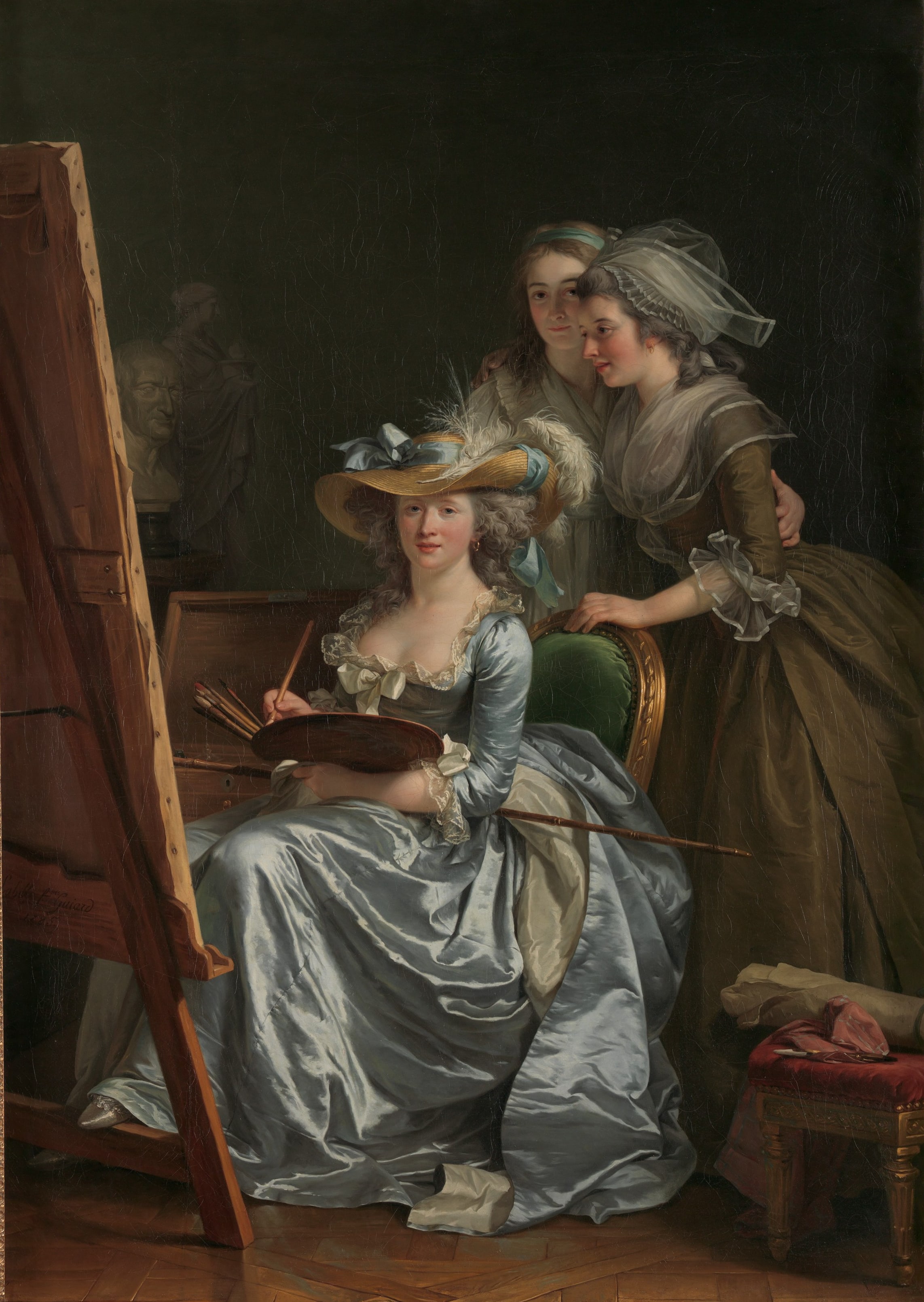 Self-Portrait with Two Pupils, Marie Gabrielle Capet (1761–1818) and Marie Marguerite Carraux de Rosemond (1765–1788) by Adélaïde Labille-Guiard