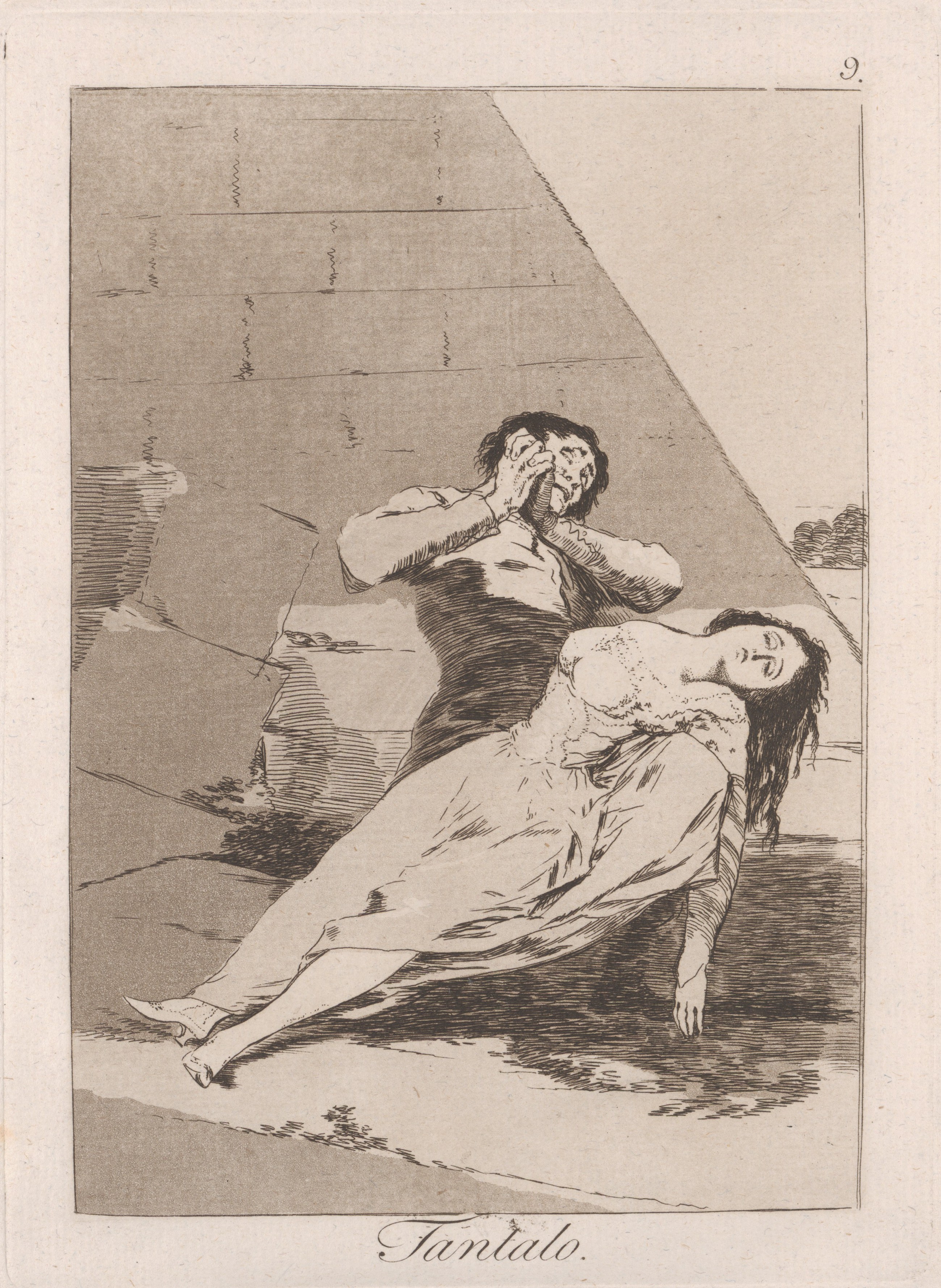 Plate 9 from "Los Caprichos": Tantalus (Tantalo) by Goya (Francisco de Goya y Lucientes)