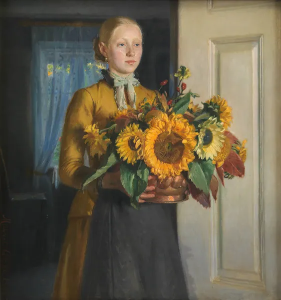 Girl with Sunflowers by Michael Ancher