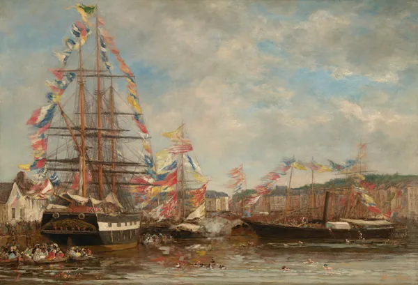 Festival in the Harbor of Honfleur by Eugène Boudin