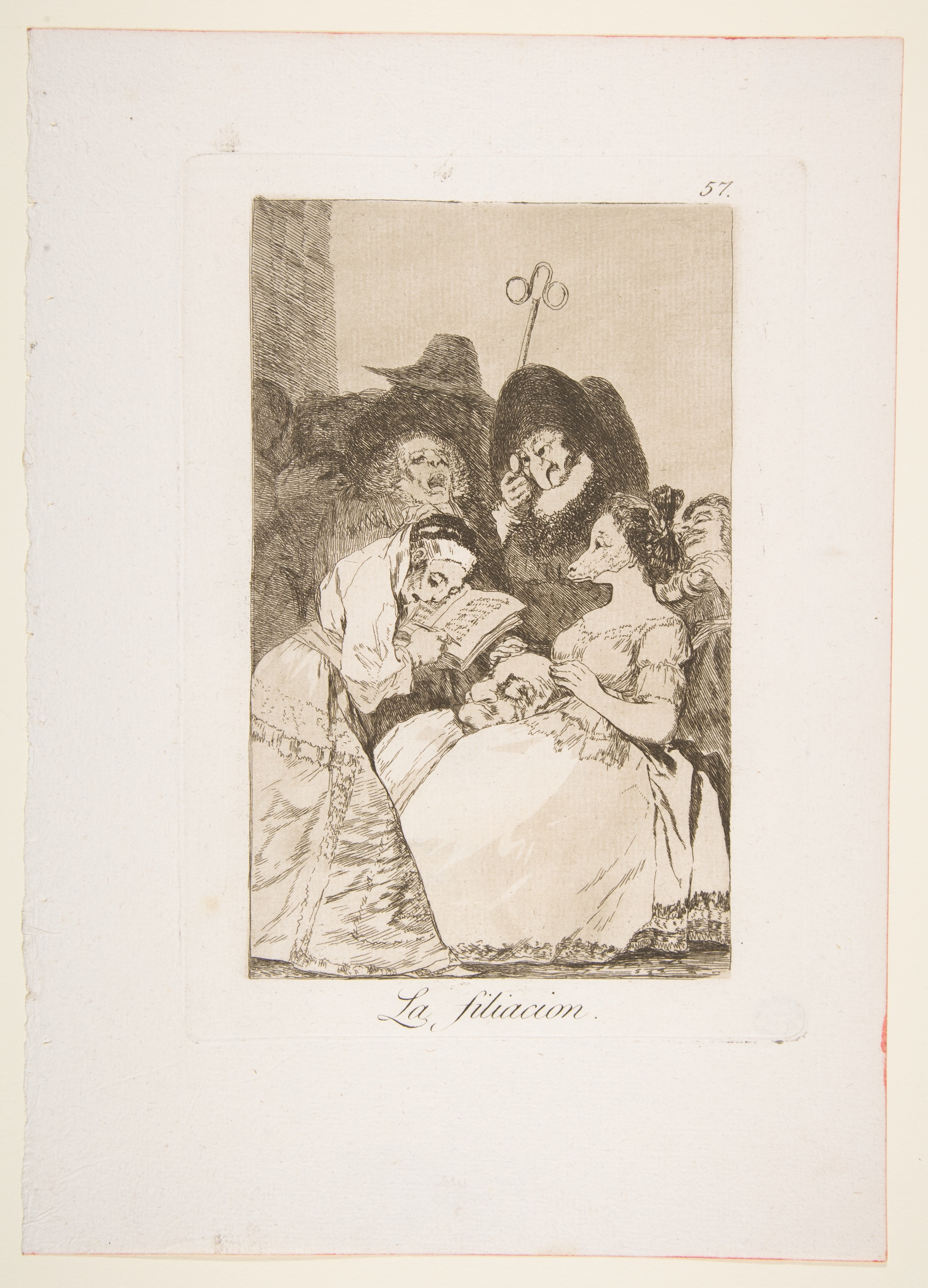 Plate 57 from "Los Caprichos": The filiation (La filiacion) by Goya (Francisco de Goya y Lucientes)