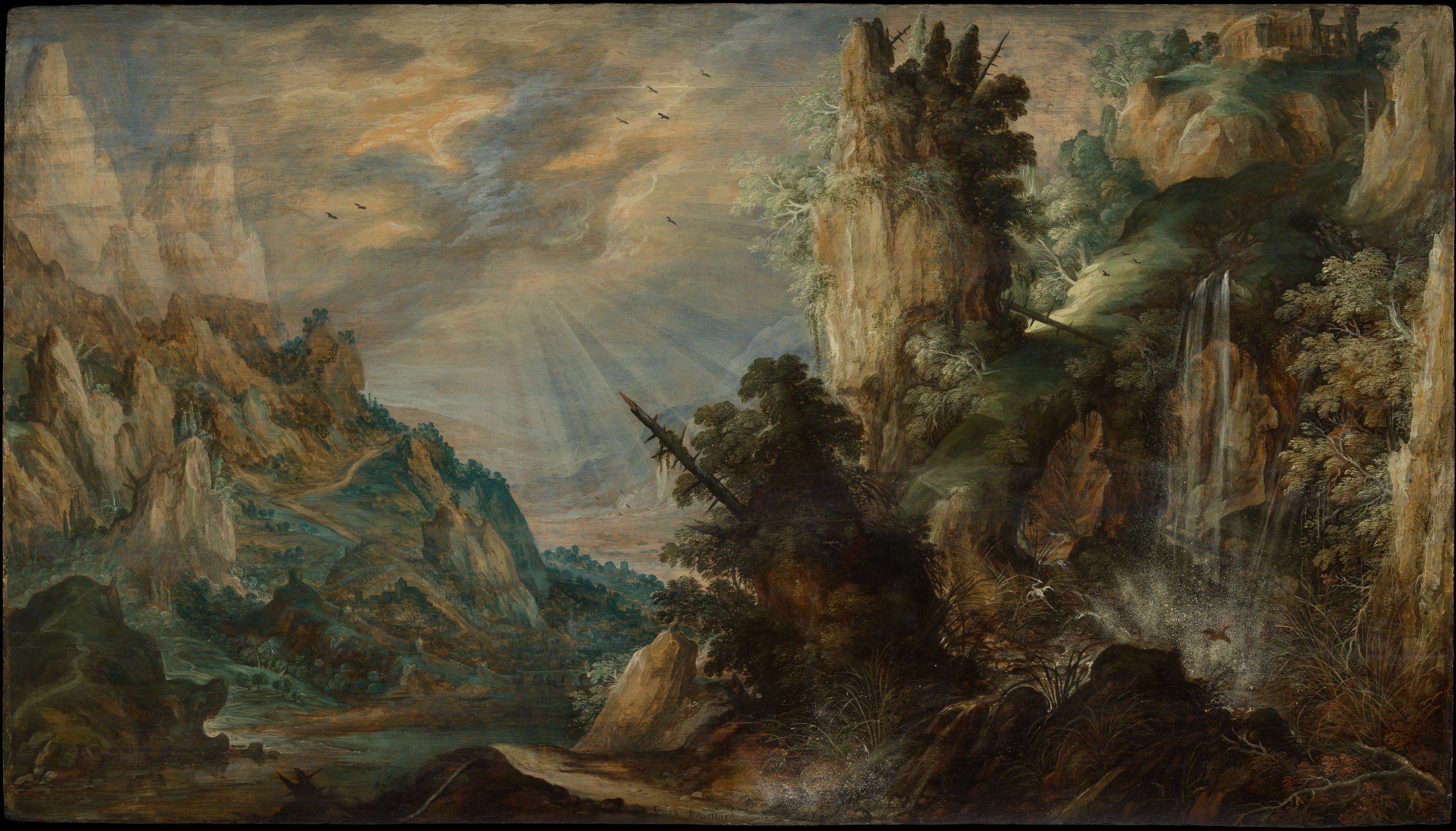 A Mountainous Landscape with a Waterfall by Kerstiaen de Keuninck