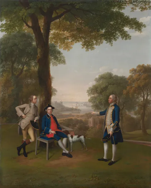 Arthur Holdsworth Conversing with Thomas Taylor and Captain Stancombe by the River Dart by Arthur Devis