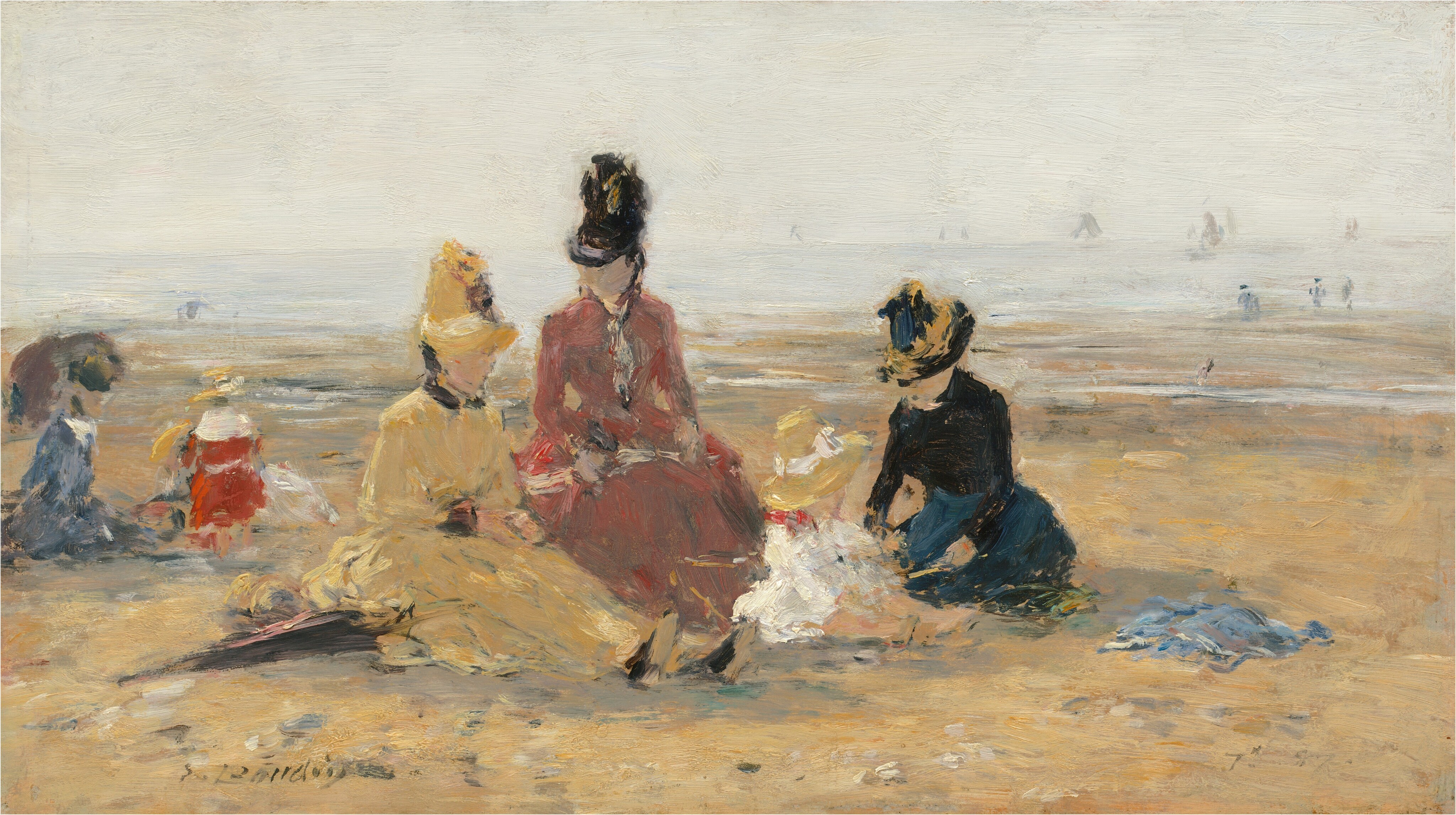On the Beach, Trouville by Eugène Boudin