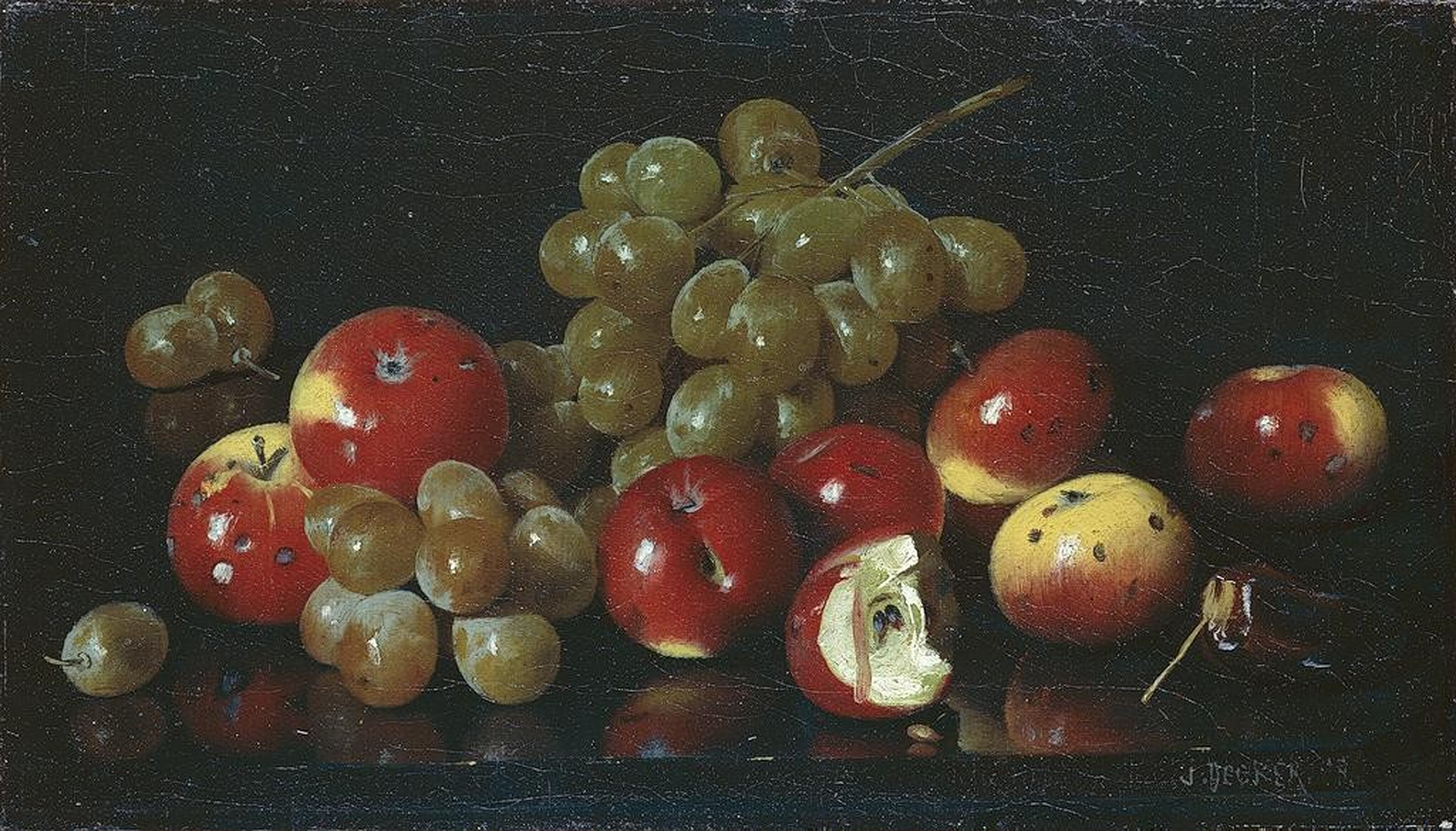Still Life with Crab Apples and Grapes by Joseph Decker