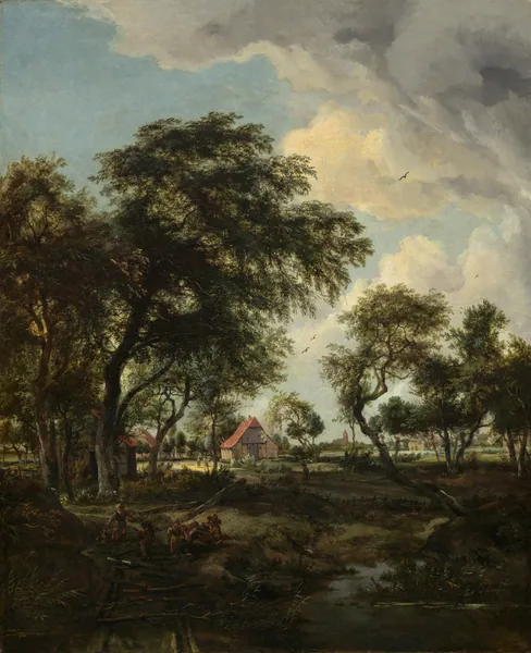 A Farm in the Sunlight by Meindert Hobbema
