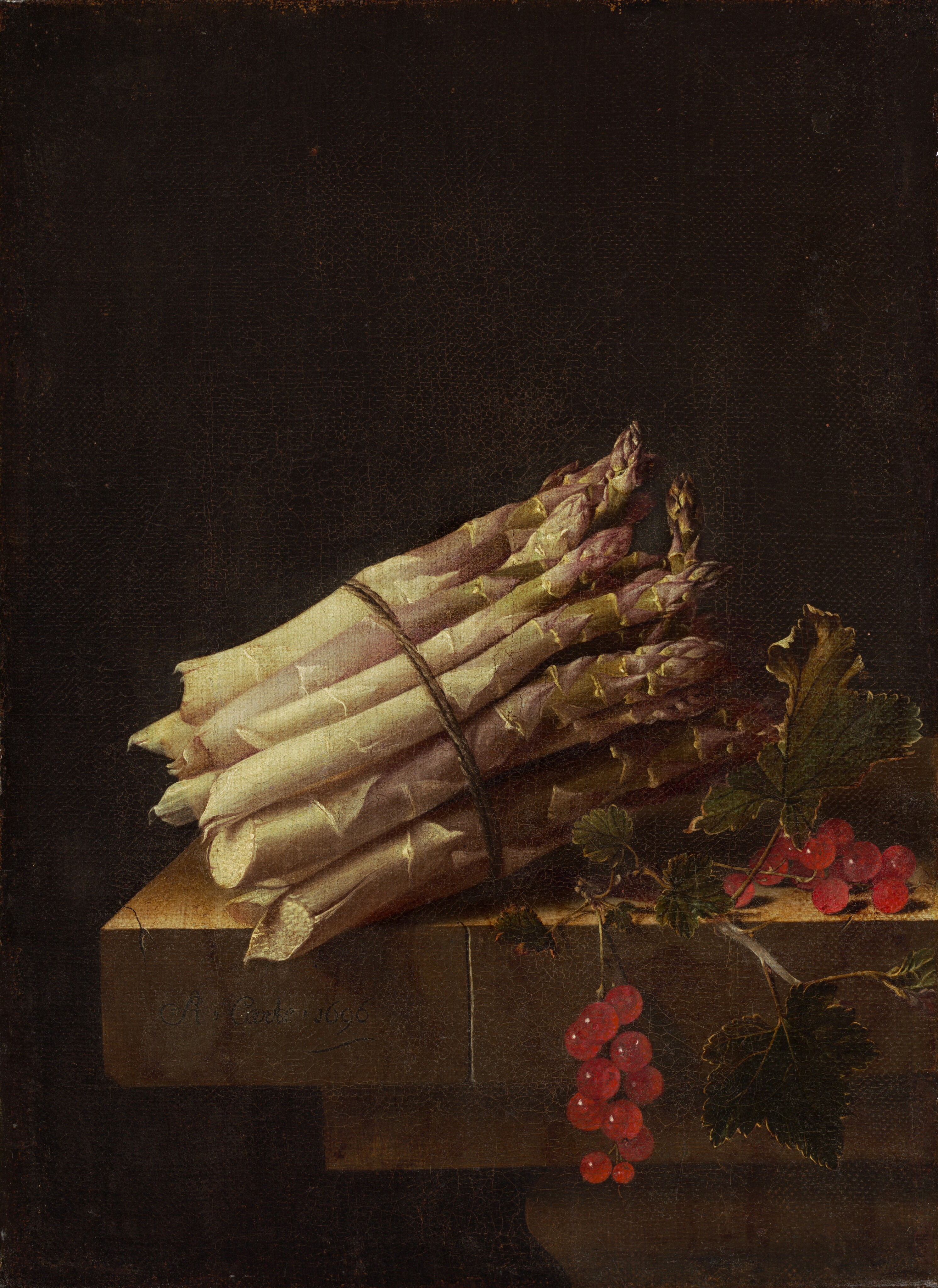 Still Life with Asparagus and Red Currants by Adriaen Coorte