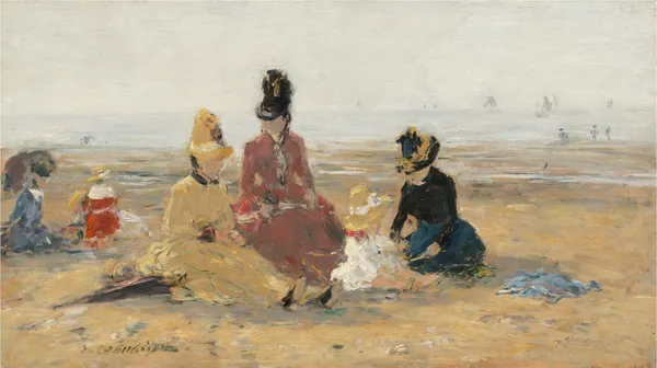 On the Beach, Trouville by Eugène Boudin