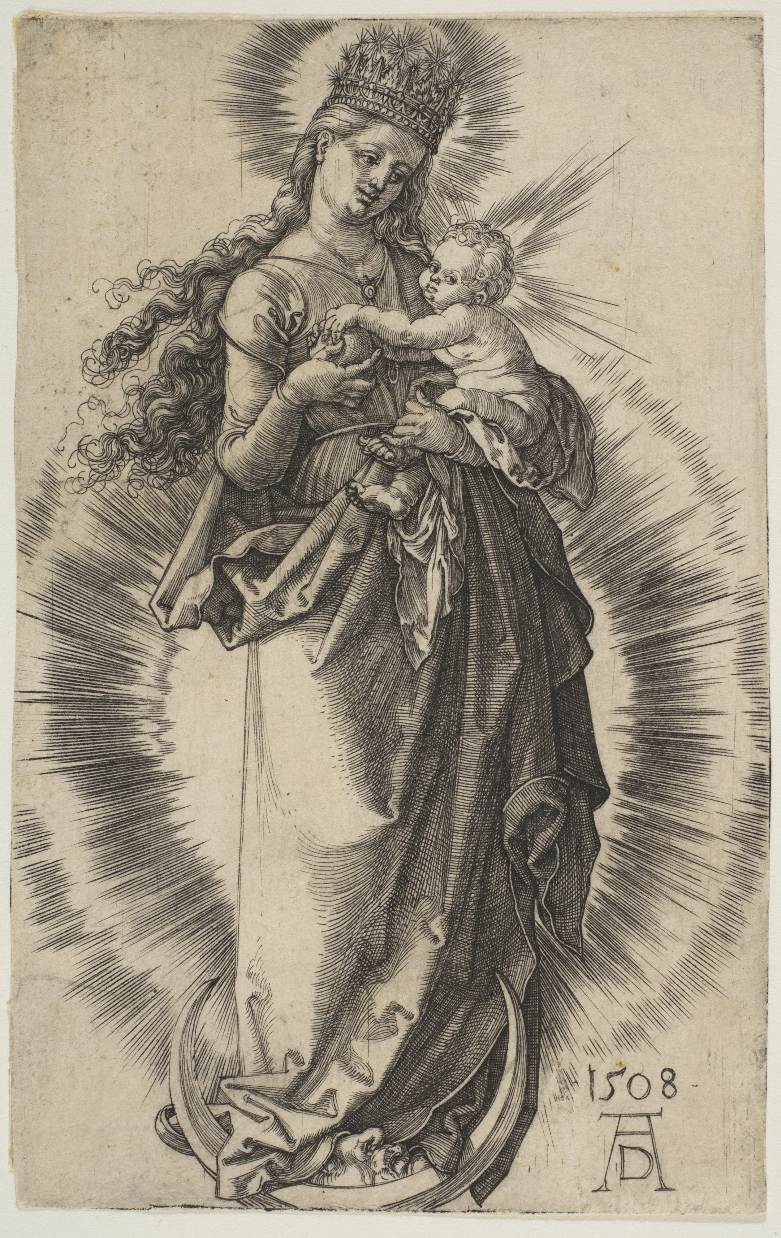 Virgin on the Crescent with a Starry Crown by Albrecht Dürer